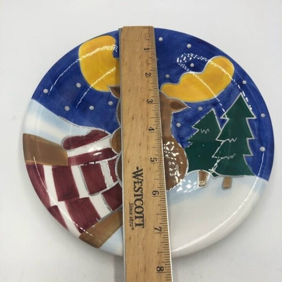 Vintage St. Nicholas Square Ceramic Set of 4 Plates 1999 Reindeer Christmas - Picture 10 of 11